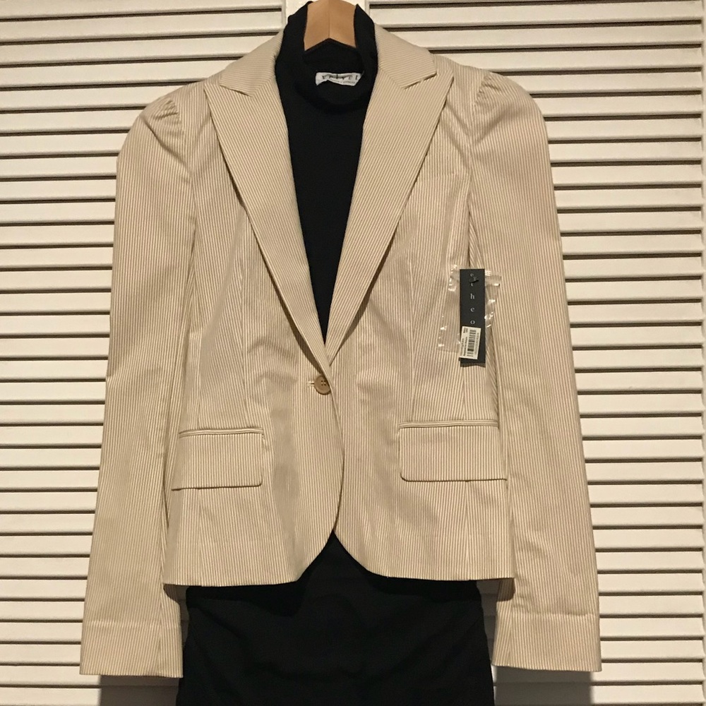 THEORY Pacey Blazer Jacket NWT Khaki/White size 0